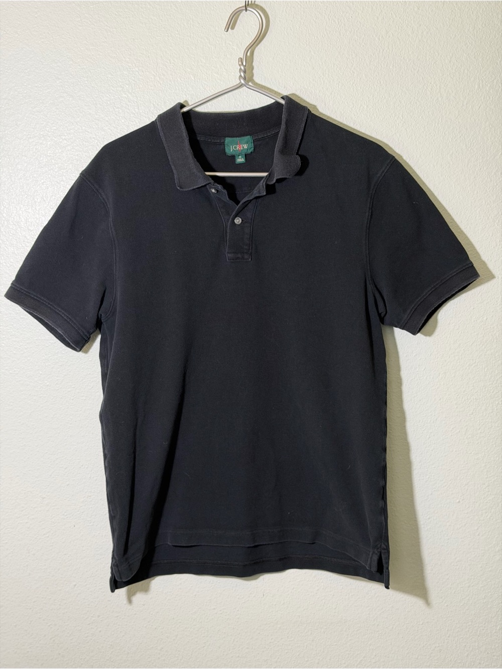 J Crew Polo Shirt Men’s Medium Black Oarsman Rugby Cotton Preppy Pique Classic